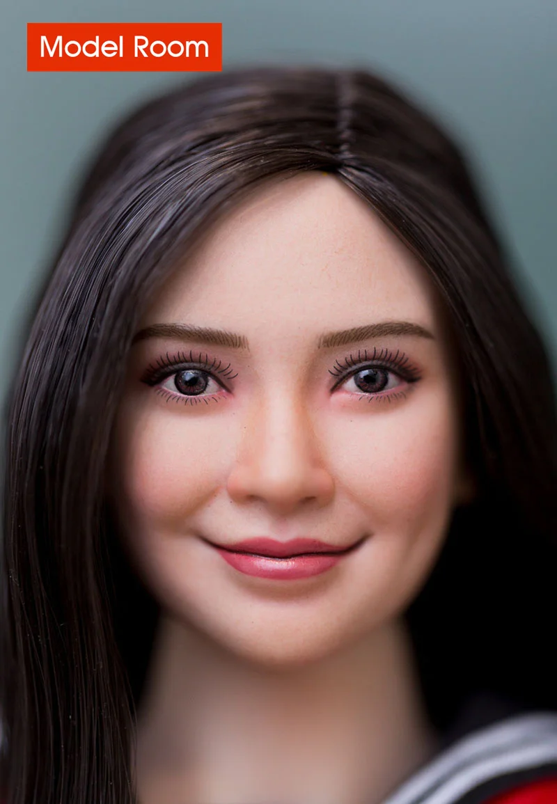 FX10 1/6 Angelababy голова Лепка черные длинные волосы азиатская женская резьба модель