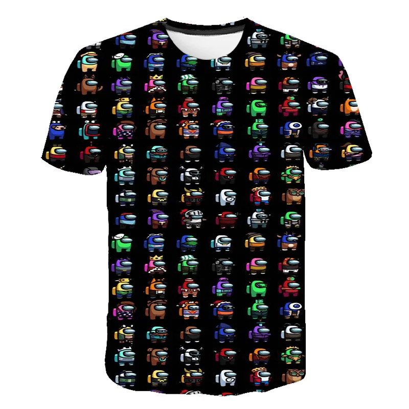 

2021 new summer short-sleeved T-shirt cartoon space werewolf murder fight vote guess the game between us interesting men and wom