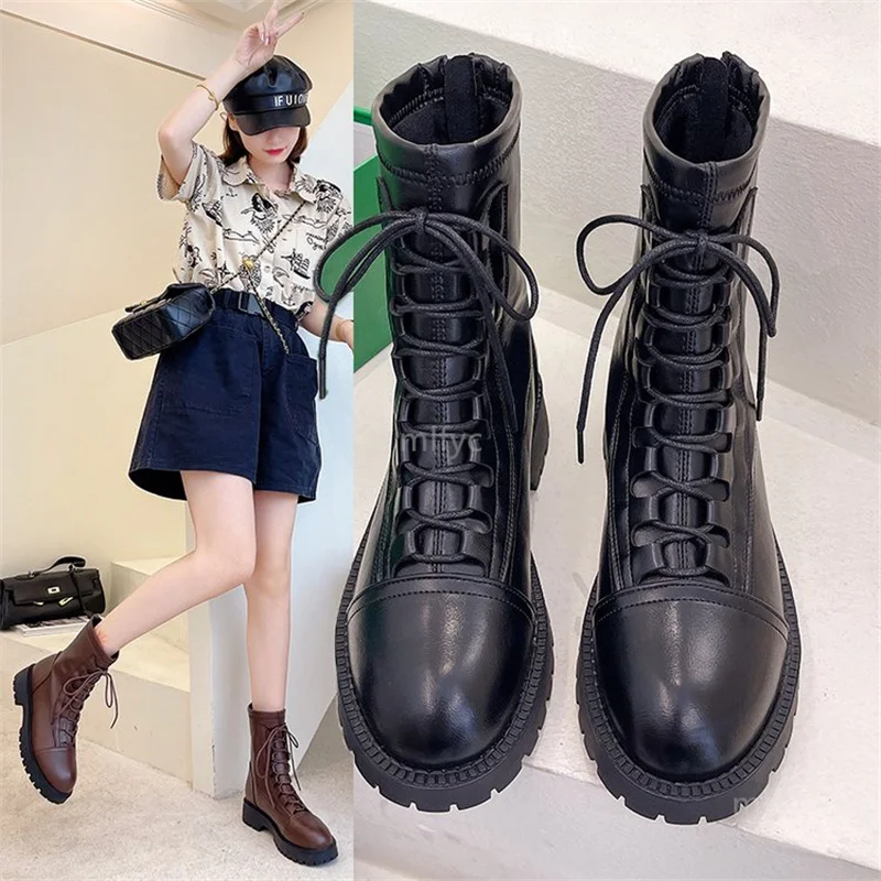 

2021 autumn and winter new British style Martin boots women's elastic thin boots single boots mid-tube short boots shoes women