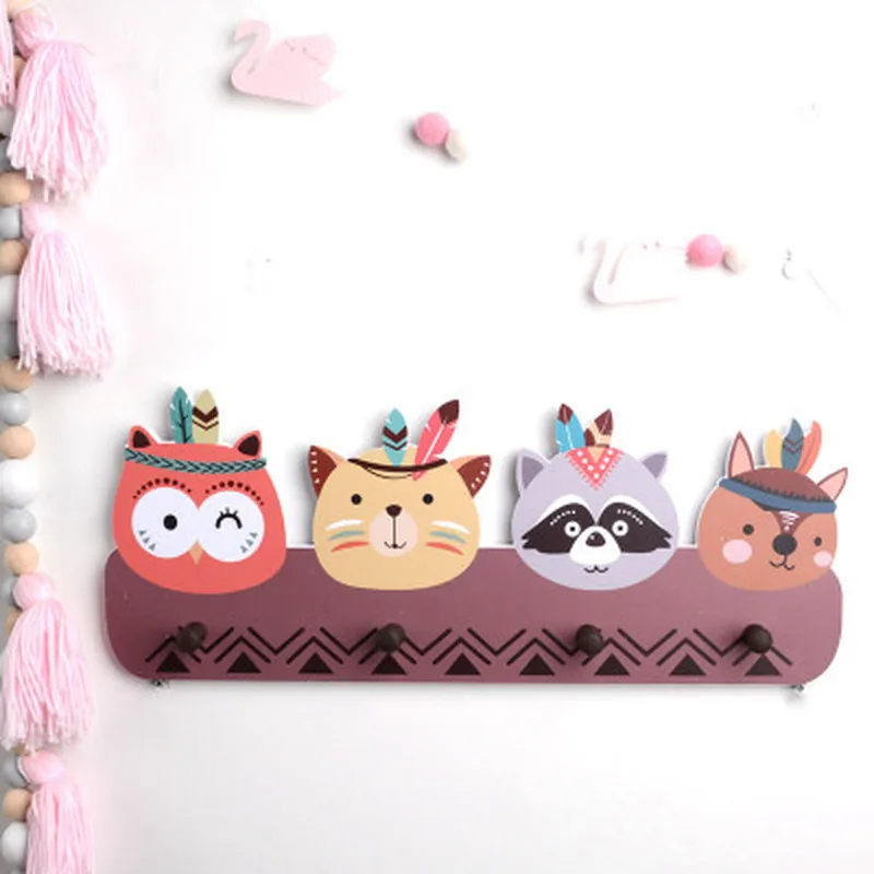 5 крючков скандинавский мультяшный деревянный крючок для пальто украшение