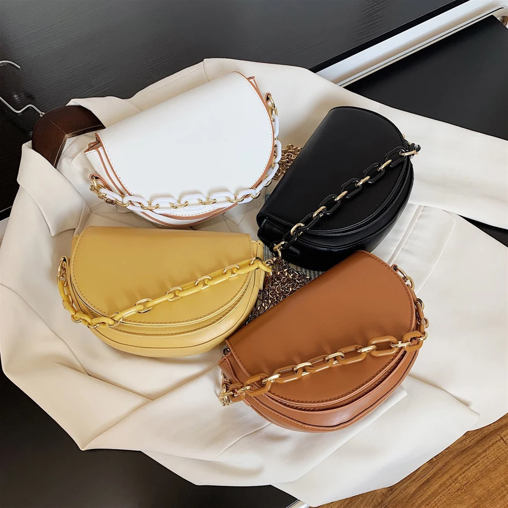 

New Crossbody Bag Yellow Youth Girl Shoulder Bag Small Summer Women Designer Crescent Bag Unique PU Leather For Daily Wild