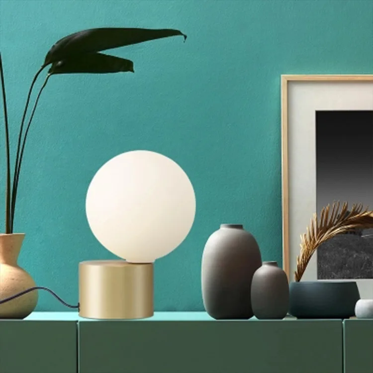 Modern Led Glass Ball Table Lamp Night Lighting Living Room Bed Head Simple Post Nordic Metal lustre | Освещение
