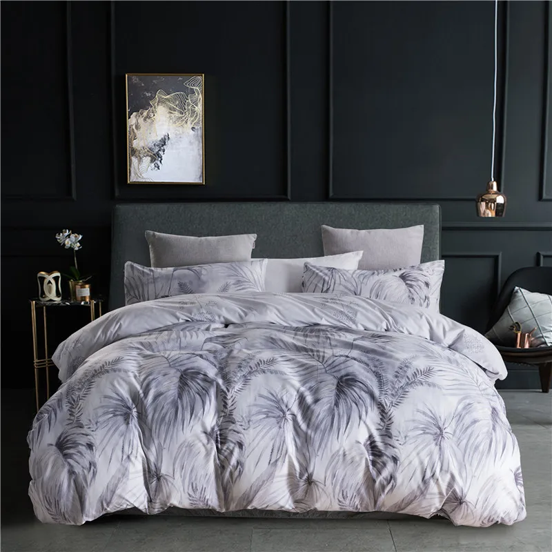 

Classic Printed Bedding Set 3pcs Duvet Cover Pillowcase Plants Printing Quilt Cover Soft Pillow Cover Leaf Print Home Textile