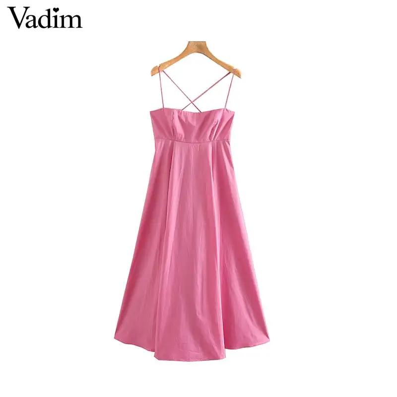 Vadim women Sexy solid maxi dress spaghetti straps side zipper sleeveless female casual ankle length dresses vestidos QD407 | Женская
