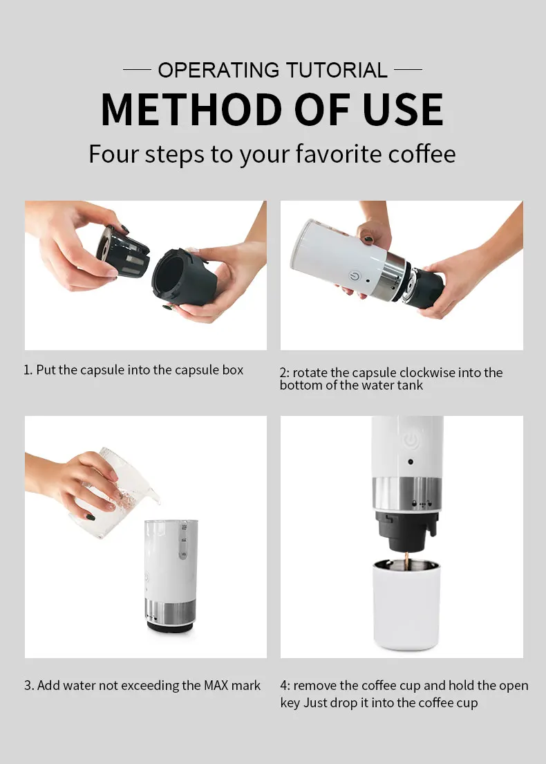 

Portable USB Electric Coffee Maker Mini Full-Automatic Coffee Capsule Machine Built-in Filter For Home Travel Office