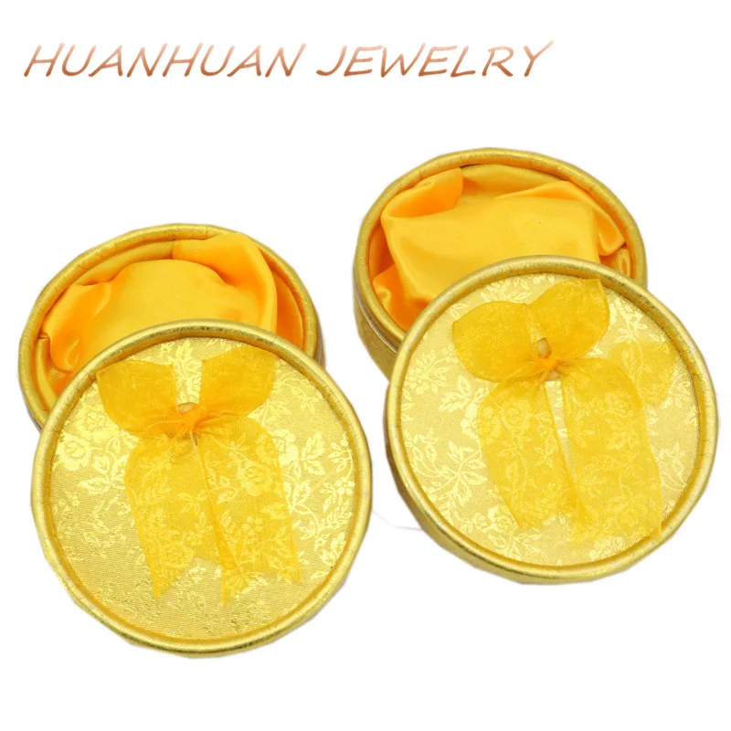 

New Gift Box Golden Round Cake Paper Case Bracelets Necklace Beads Storage Party Wedding Honey Gifts Boxes Jewelry Casket B3447