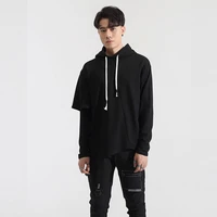 mens long sleeve hoodie spring and autumn new dark personality irregular sleeve false two pieces of patchwork design pullover