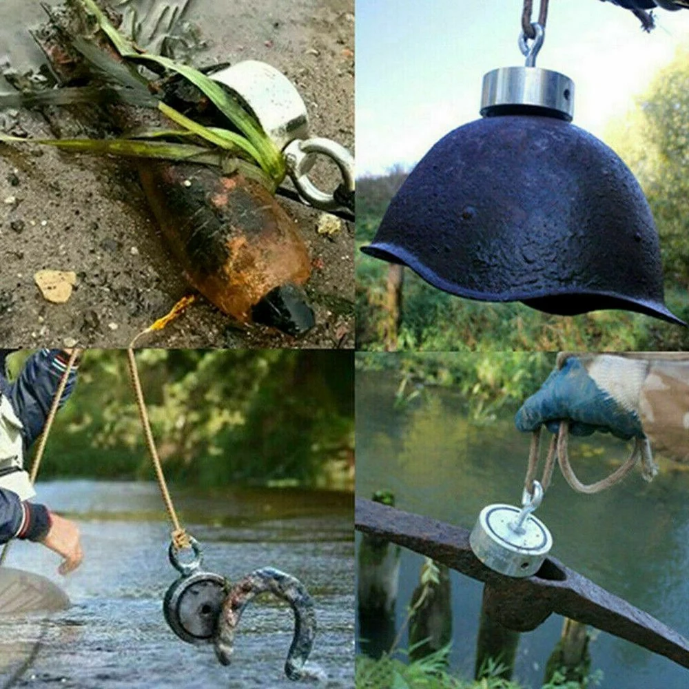 Powerful Fishing Magnet Double Sided Round Recovery Salvage Neodymium Stell Cup Holder Super Power Search Magnetic with10m Rope |
