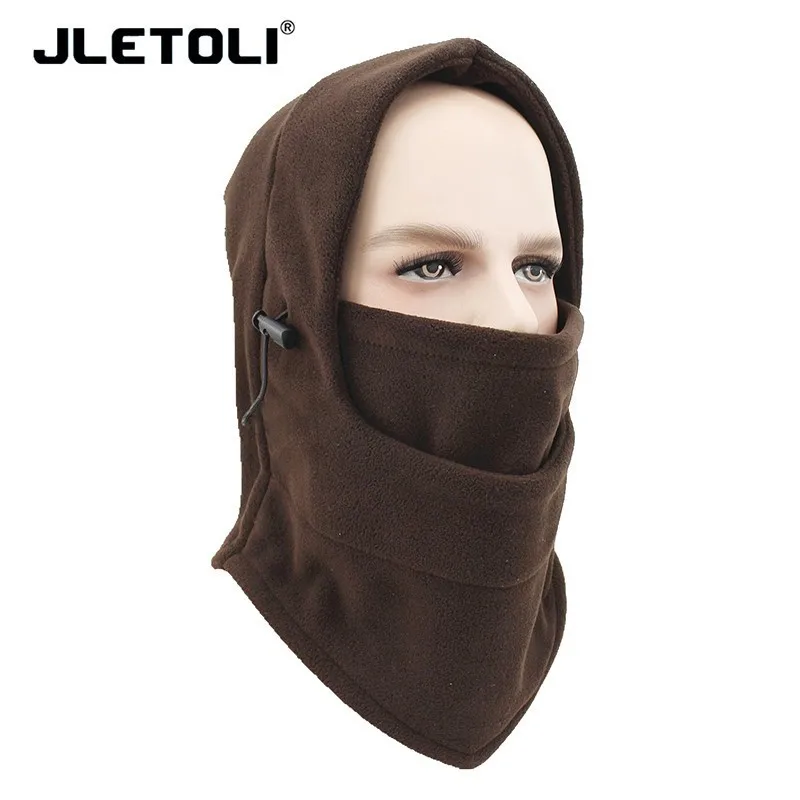 coffee JLETOLI Открытый Осень Зима ветрозащитный флис теплый Facemask лыжный головной убор с капюшоном шапка Велоспорт езда обучение маска - Цвет: coffee