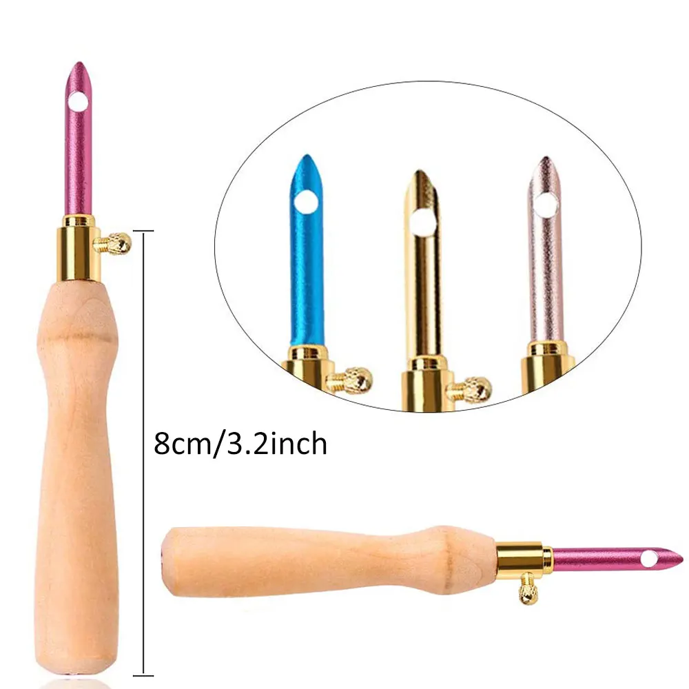 

Wooden Handle Embroidery Pens Knitting Embroidery Sewing Tools for DIY Craft Stitching Sewing Accessories Punch Needle Threader