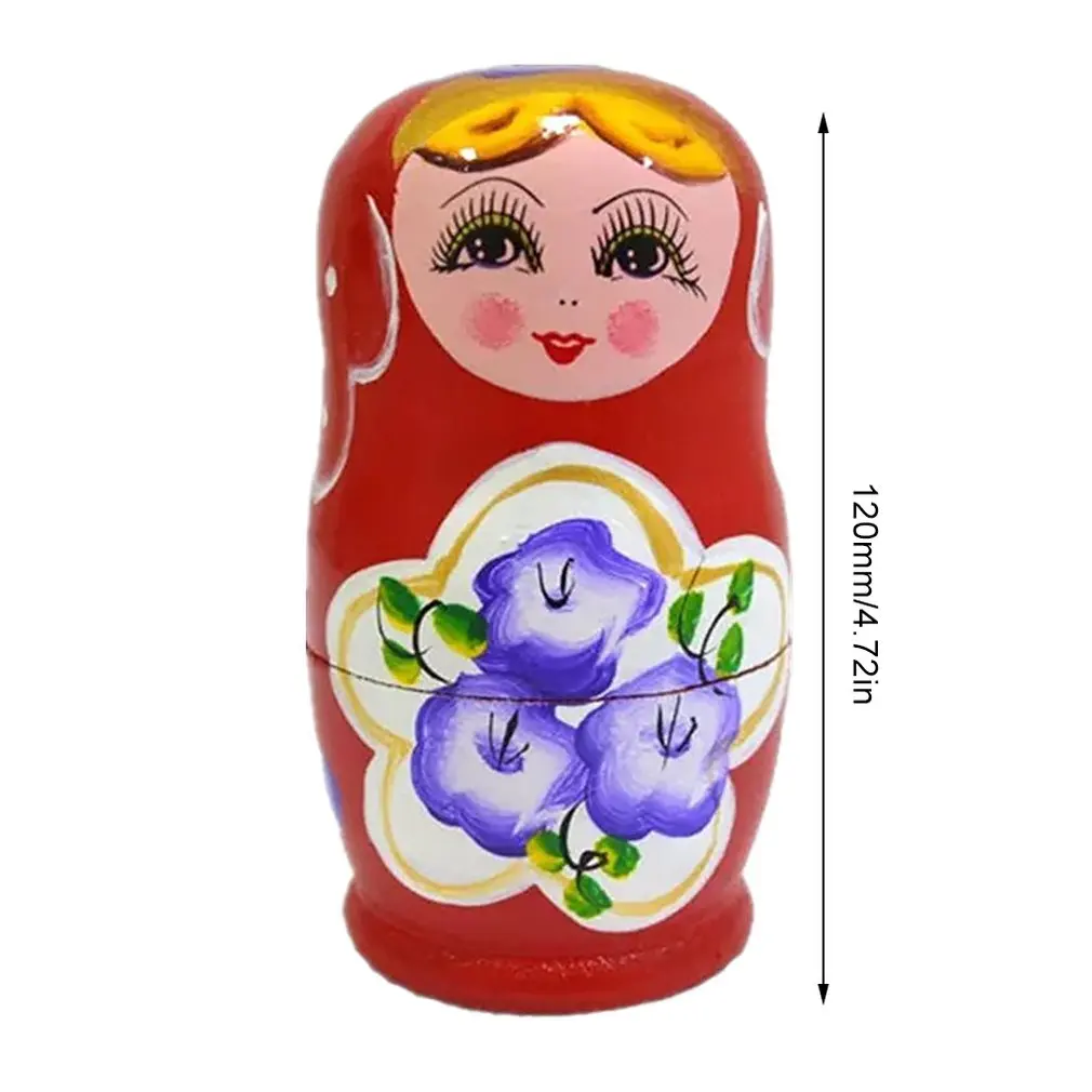 

5pcs/set Cute Babushka Nesting Dolls Matryoshka Wooden Russian Painted Wooden Doll Toy Exquisite Workmanship Creative Gift