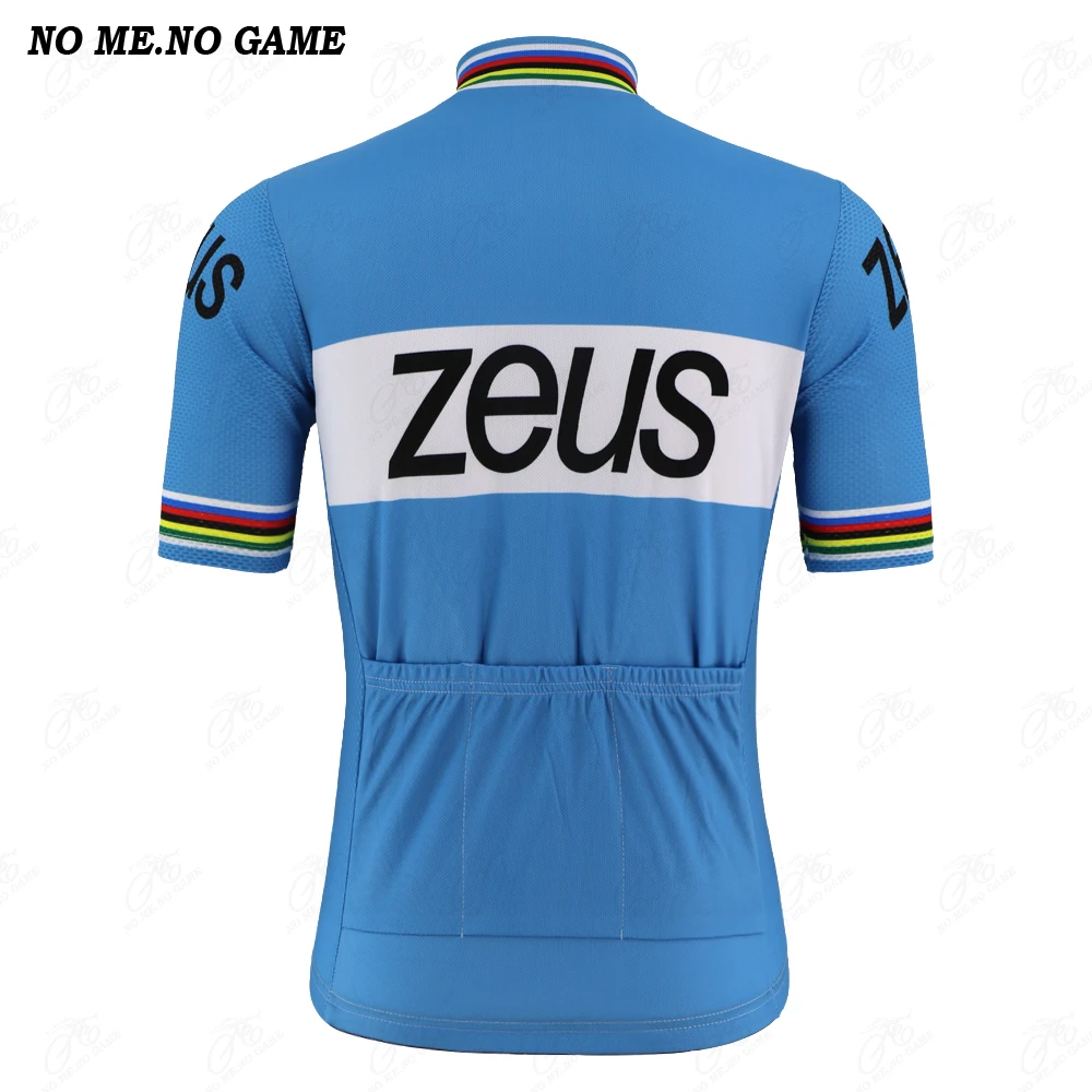 Лето ZEUS Ретро Велоспорт Джерси pro team мужская синяя велосипедная одежда с коротким