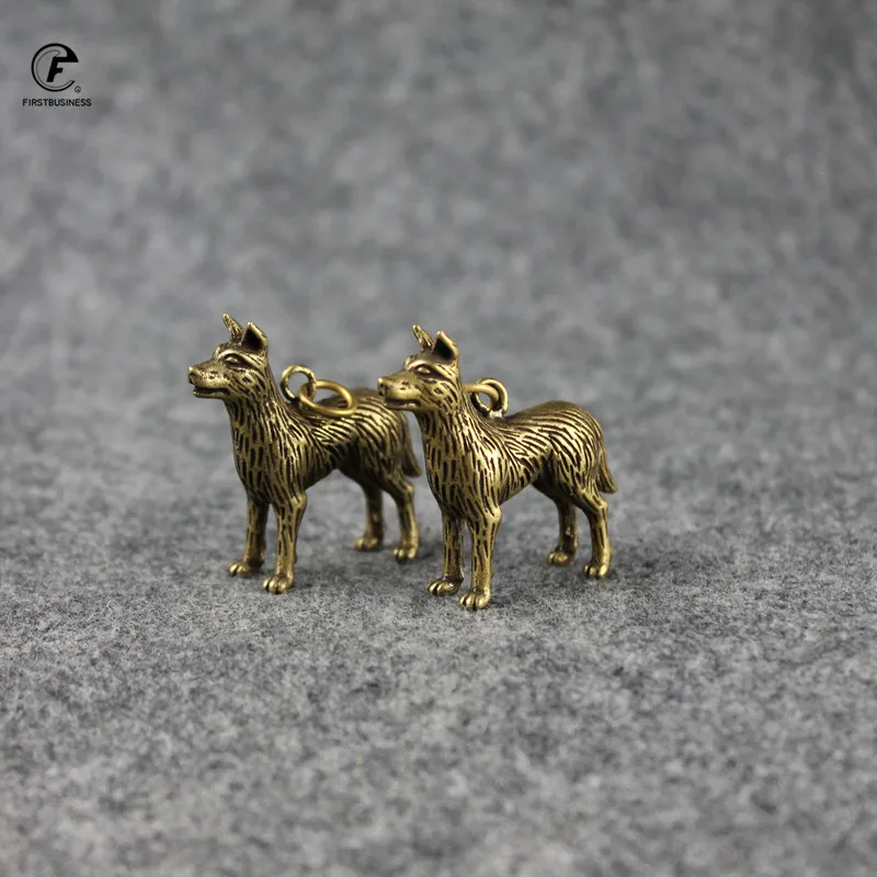 Твердая латунь лояльная собака чай домашнее животное стол украшения Винтажные