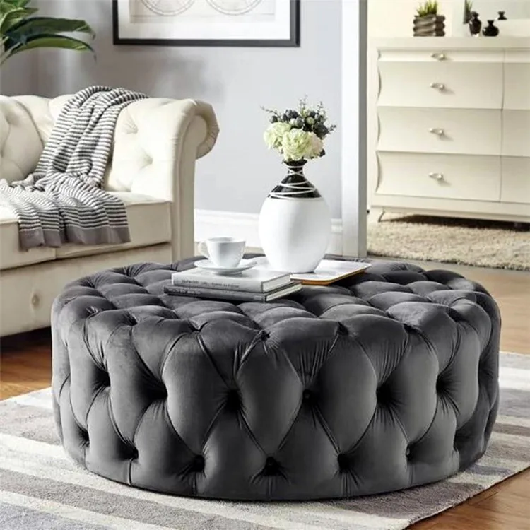 Unique European style round tufted velvet ottoman stool factory price | Мебель