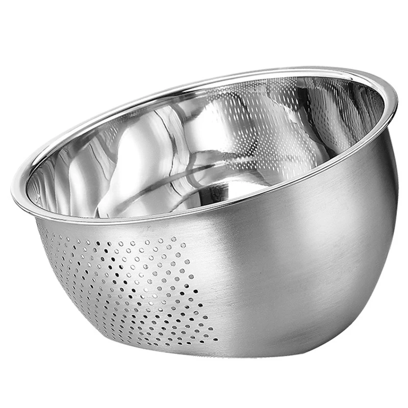 

Thickened Stainless Steel Sloping Bottom Drain Basin for Washing Rice and Draining Basket Kitchen