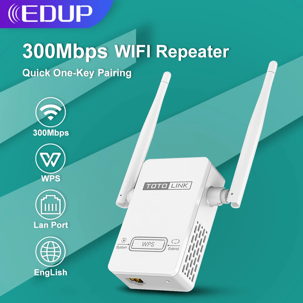 

Усилитель сигнала Wi-Fi EDUP, 300 Мбит/с, 2 антенны, 4dBi
