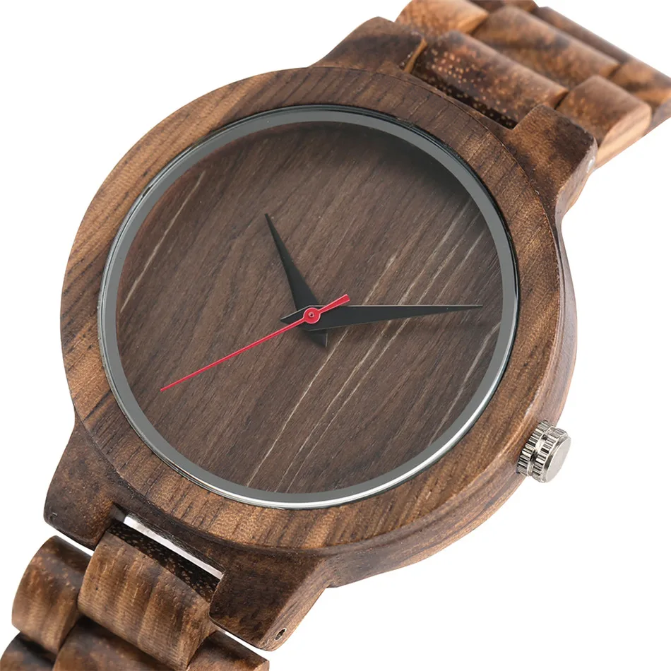 

REDFIRE Pure Wood Men Watches Top Luxury Minimalist Round Dial Full Wooden Clock Mens Folding Clasp Wristwatches Quartz Movement