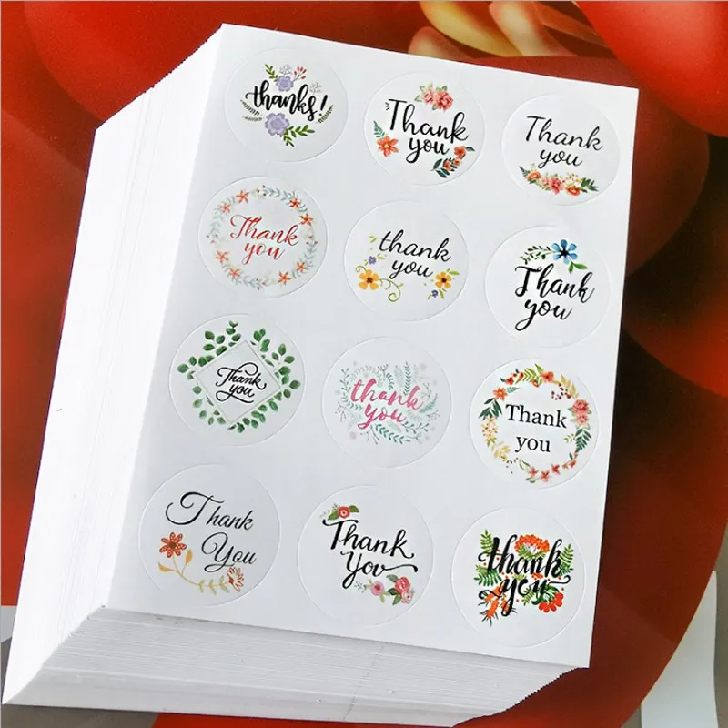 

120pcs/lot Flower Round Label Sticker Paper for Business DIY Gift Wrapping Card Thank You Stickers for Envelope Seal Stationery