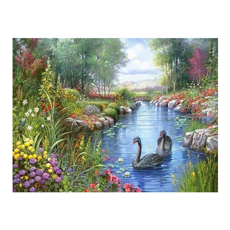 

Алмазная живопись «сделай сам», Полный алмаз, Круглый Алмазный крест, украшение для гостиной, утка