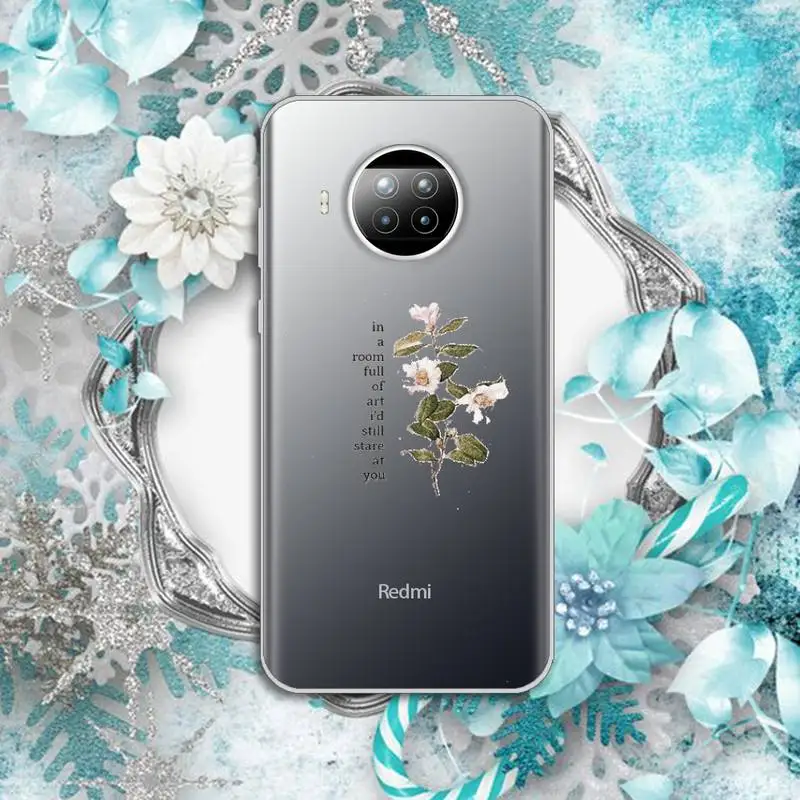 

Great Aesthetic Flower art High-quality luxury shell Phone Case Transparent for Xiaomi Redmi note 10 t 8 9 pro lite 11