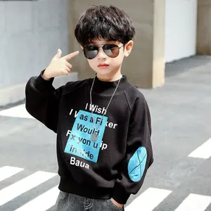 Детский свитшот в Корейском стиле для мальчиков, хлопковый свитшот с буквенным принтом, винтажная одежда для мальчиков на весну и осень