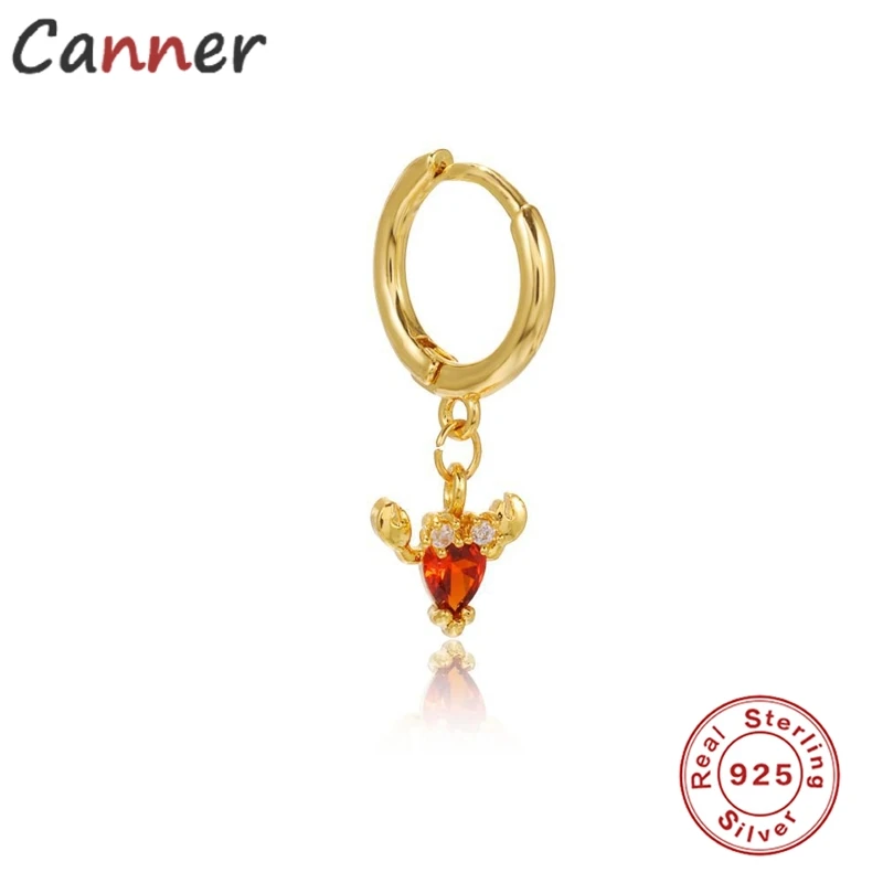 

CANNER 100% 925 Sterling Silver Summer Cute Beach Wind Sea Animal Round Hoop Earring for Women Piercing Earring 2021 Jewelry 1pc