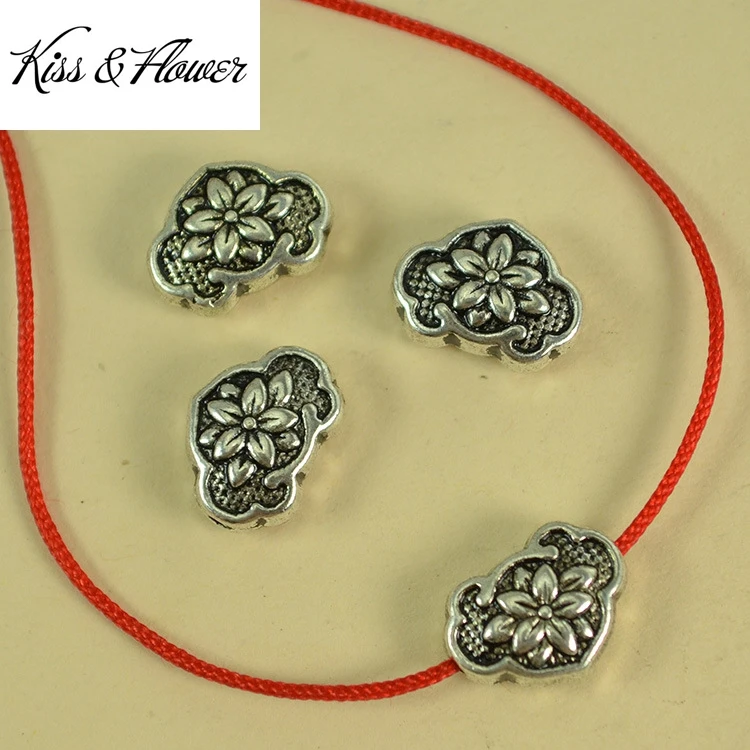 

QEENKISS AC248 Fine DIY Jewelry Making Accessories Findings Fittings Bracelet Necklace Vintage Lotus 13mm Loose Beads 3PCS