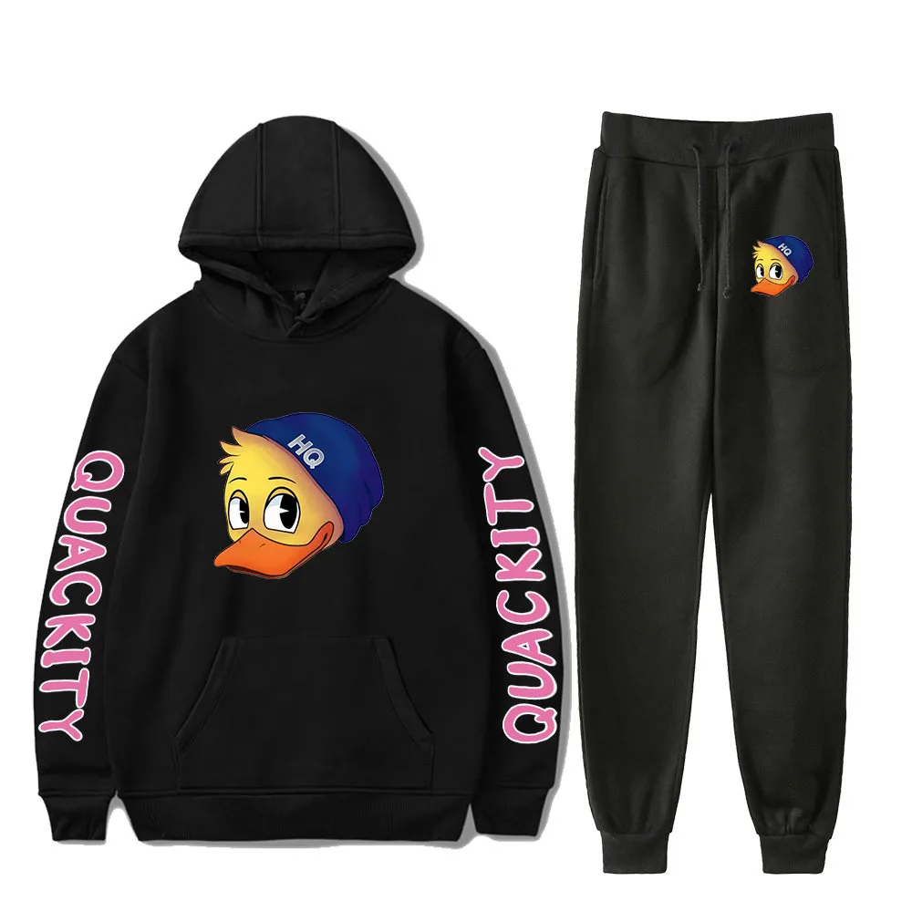 

Quackity Casual Tracksuit Men Sets Fashion Sporting Suit Hooded Sweatshirt +Sweatpants Mens Clothing 2 Pieces Set Streetwear