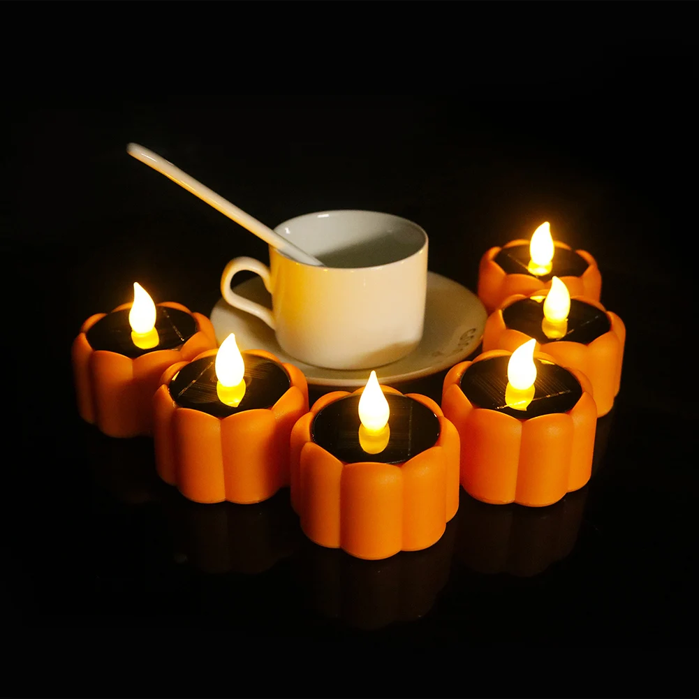 

6pcs Pumpkin Shaped Lantern Candle Lamp Halloween Decoration Lights Solar Lights Haunted House Room Decoration Halloween Prop