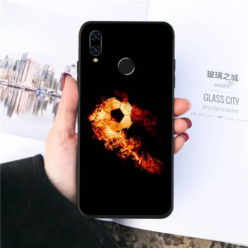

Football Soccer ball flame Phone Case For Huawei honor Mate P 10 20 30 40 Pro 10i 9 10 20 8 x Lite Luxury brand funda coque