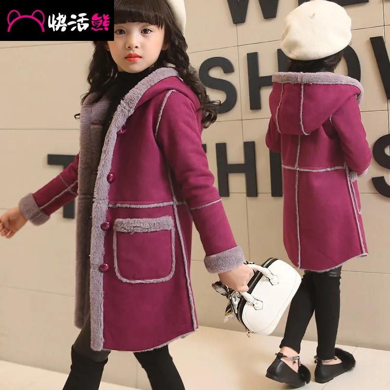 2019 New Autumn Winter Children Warm Cotton Jackets For Girls Hooded Fur Coat Girl Hoodie Thick Outerwear Baby Parka 10 12 years | Детская
