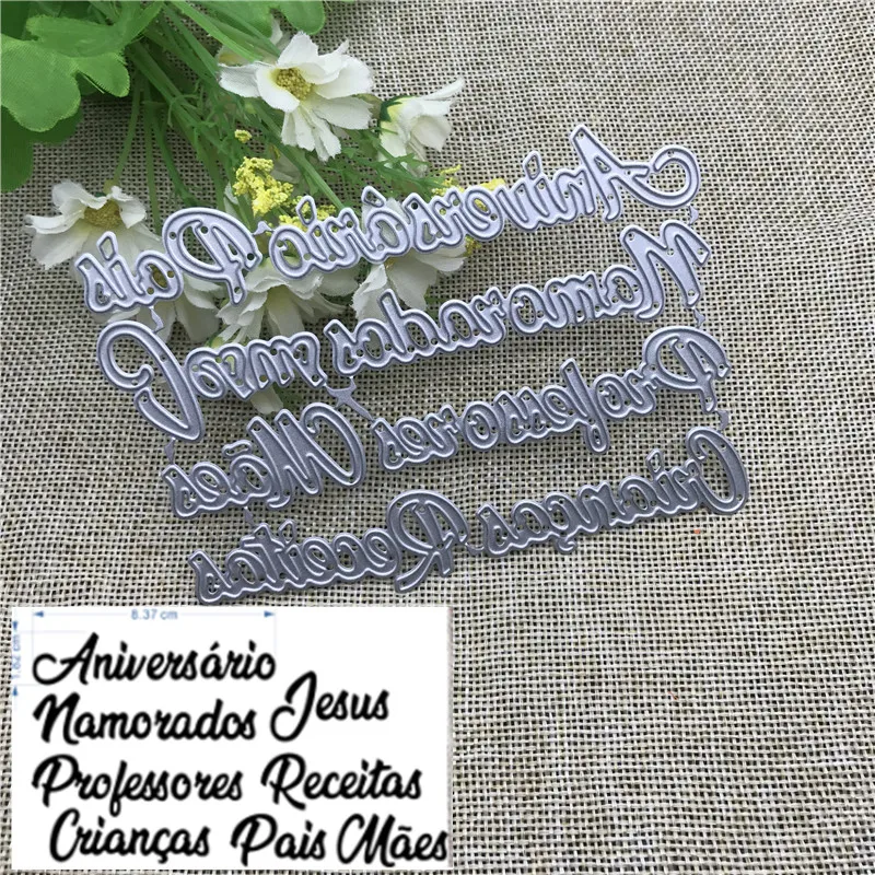 

8Pcs lette Portuguese words Metal Cutting Dies Stencils For DIY Scrapbooking Decorative Embossing Handcraft Die Cutting Template