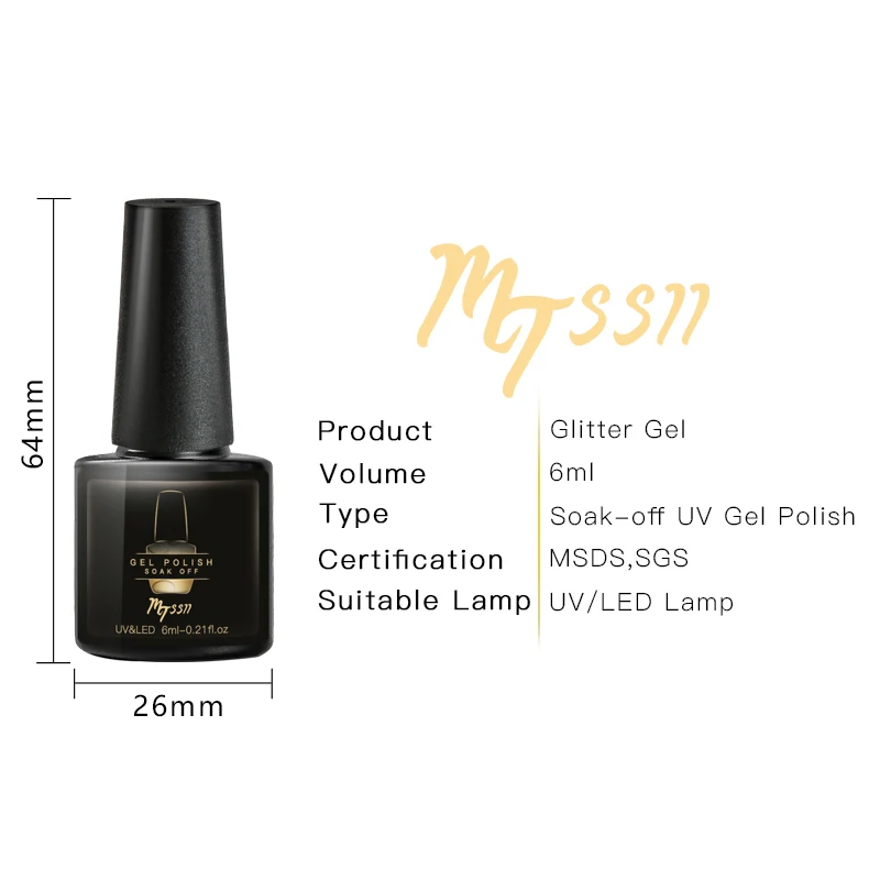 

Mtssii Gel Polish 6ml Glitter Sequing Soak Off Long Lasting Nail Art Manicure Design UV Shining Glitter Gel Nail Varnish