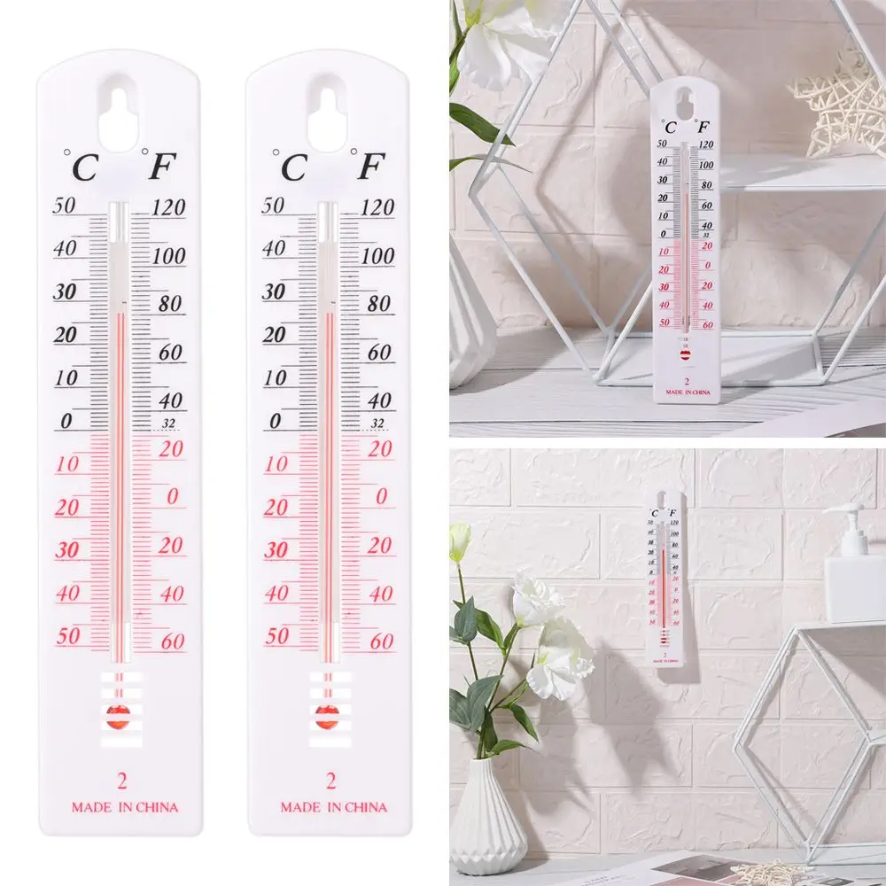 

1PC White Plastic Thermometer Accurate Durable Wall Hang Office Room Temp Indoor Outdoor Temperature Meter Meauring Tools