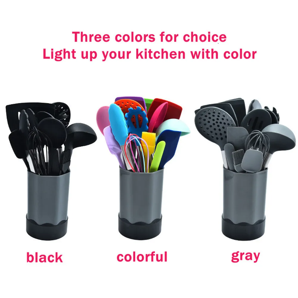 

15pcs Colourful Silicone Kitchen Cooking Utensils Stainless Steel Handle Kitchenware Set Baking Tools Cookware with Storage Box