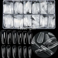 504pcsbox 12 sizes clear acrylic fake nails coffin false full cover nail tips set nail supplies for professionals designer