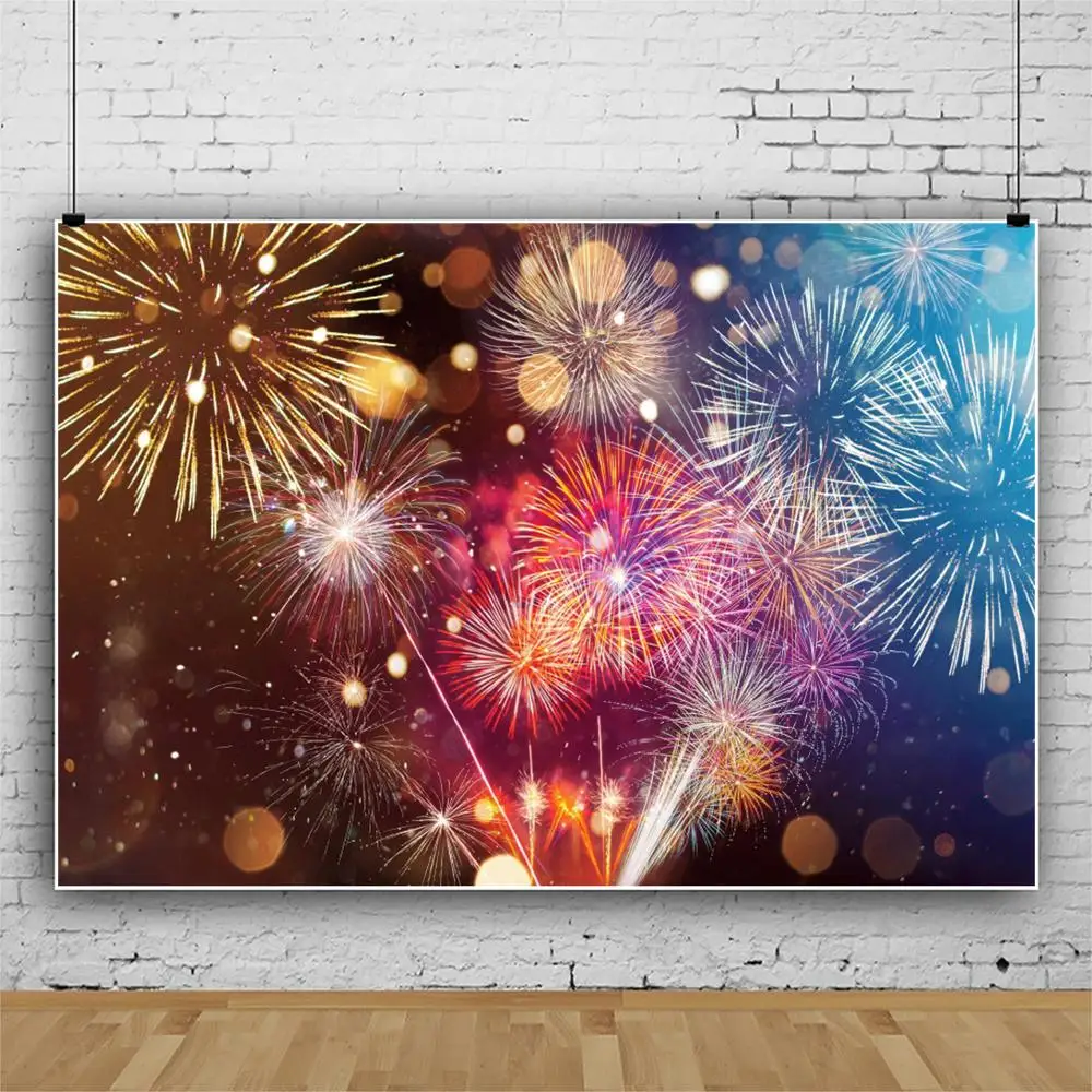 

Christmas 2021 Happy New Year Firework Light Spot Gorgeous Backdrop Vinyl Photography Backdrop Photografic Bsckgrounds Photozone