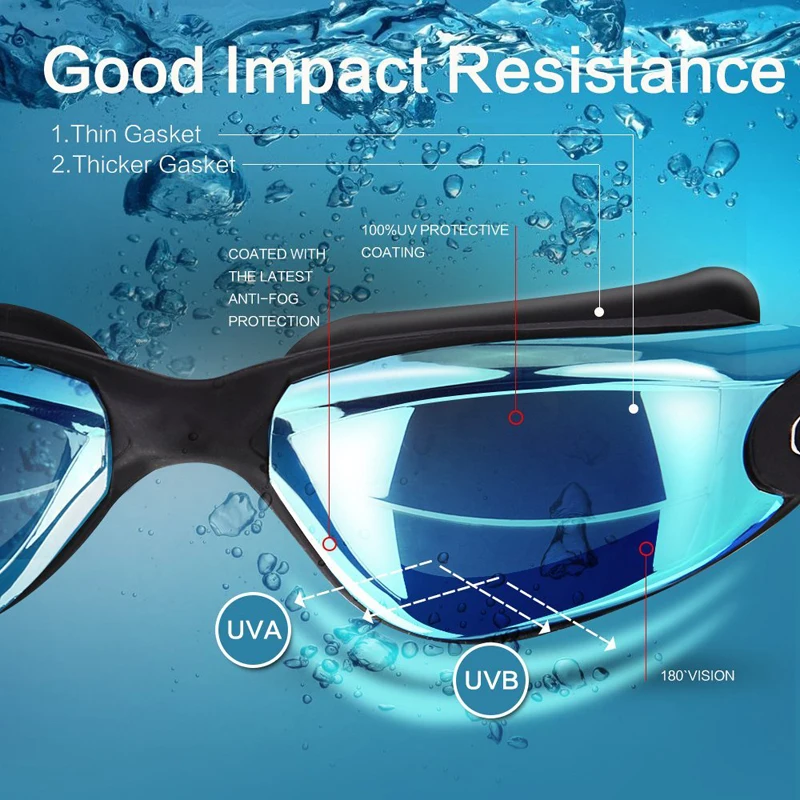 

Professional Swimming Goggles Hd Anti-fog Uv Adjustable Earplugs Nose Clip Swim Cap Plating Men Women Silicone Swim Glasses