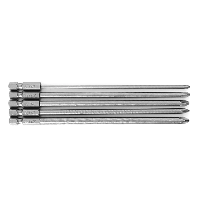 

5 Pcs 1/4 inch S2 Alloy Steel 150mm Long Magnetic Hex for Cross Head Screwdriver Bits Set Tools PH1 PH2 Electric Screwdriver Bit