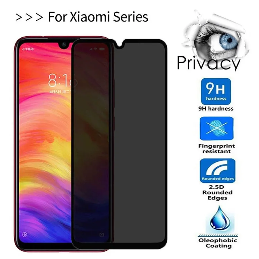 

Privacy Tempered Glass Screen Protector for Mi Poco X3 F3 M3 F2 Pro Anti-Spy Protective Glass for Xiaomi Redmi 10 9 8 Pro Max