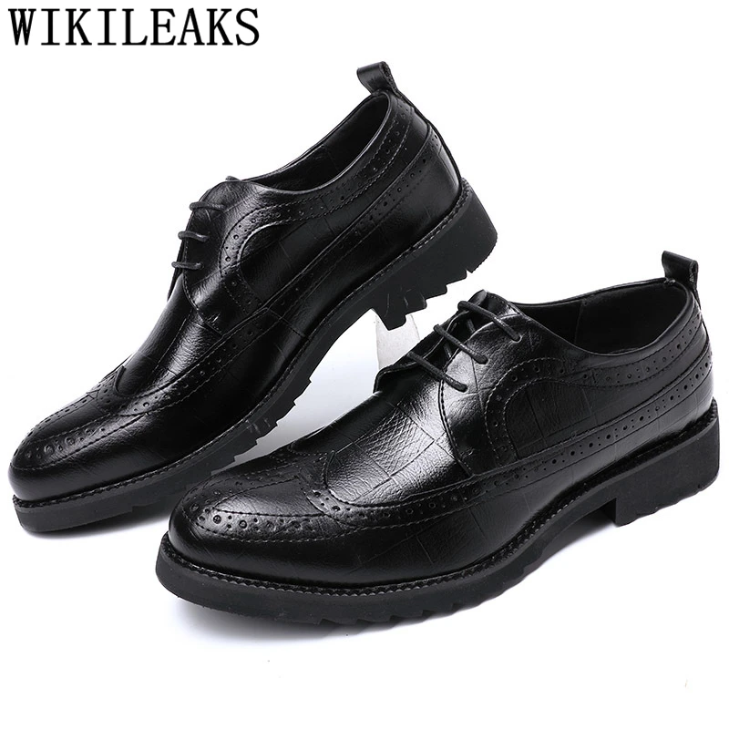 С перфорацией типа броги туфли оксфорды для мужчин Мужские деловые ботинки в