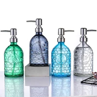 500ml soap dispenser hand sanitizer glass bottle animal pattern stained glass shampoo shower gel bottle for bathroom