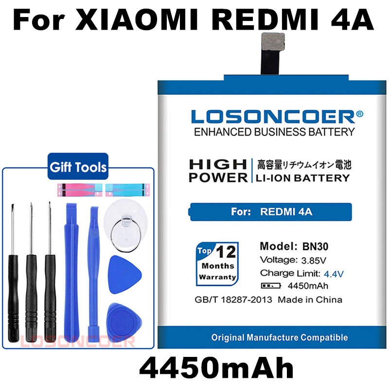 4450 мАч LOSONCOER BN30 батарея для Xiaomi Redmi 4A батарея Hongmi 4A мощные батареи