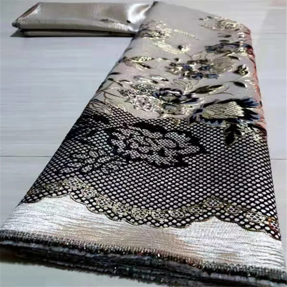 

French Brocade Lace Fabric Embroidery High Quality African Tulle Mesh Jacquard Lace Fabric for Wedding YY140-299