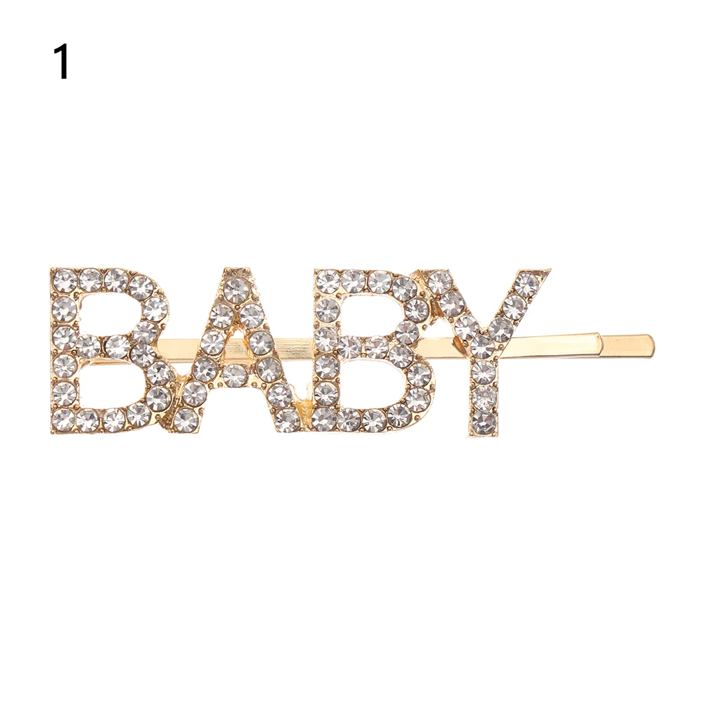 Baby 1 шт. Новинка заколка для волос выдалбливают буквы заколки роскошные мерцающие Стразы одно слово шпильки для волос ночной клуб вечерние Инструменты для укладки - Цвет: Baby