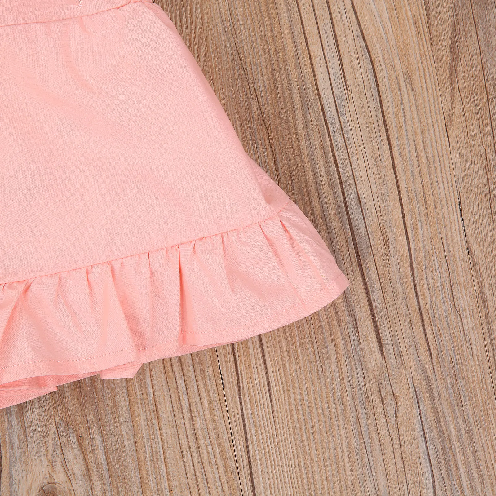 

Summer Baby Girl Skirt Three Piece Suit Fashion Floral Short Sleeve Bodysuit Solid Color Suspender Skirt and Headband 0-18M