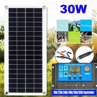 30w solar panel kit 18v5vdual usb solar cell poly solar board with 102030405060a controller outdroor battery power charger