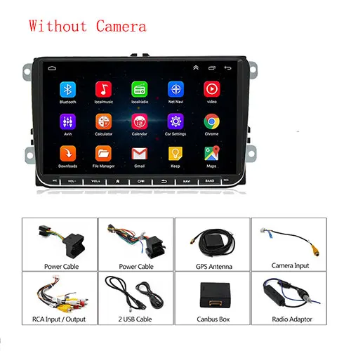 Camecho " Android 9,0 2din автомобильный Радио gps навигатор плеер для VW SKODA GOLF Golf 6 POLO PASSAT B5 B6 сиденье Jetta авто радио - Цвет: Without Camwera