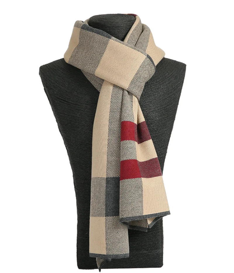 Fashionable Korean Men Scarves Winter New Style Thickened Warm Silk Scarf Cashmere Plaid Scarf