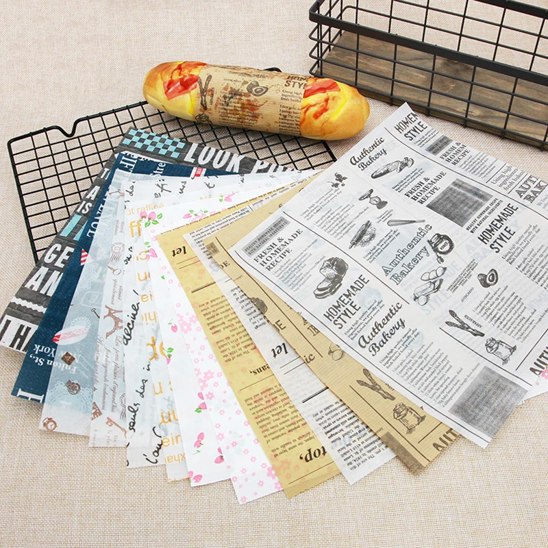 50 шт. масляная бумага вощеная для хлеба сэндвичей гамбургеров картофеля фри